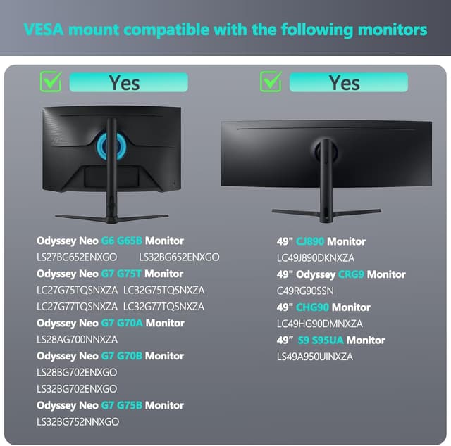 Detalle 2 de Tjweiqing Odyssey G7 Stand for Samsung Odyssey G6/G7 monitors (metal bracket for selected models)