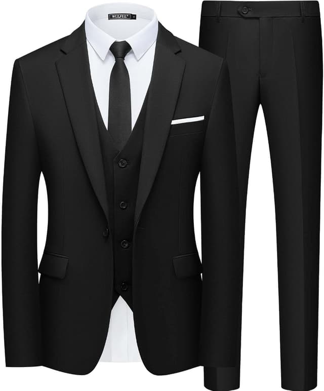 Imagen de WULFUL Men’s Slim Fit 3-piece Suit 👔 en OfertitasTOP