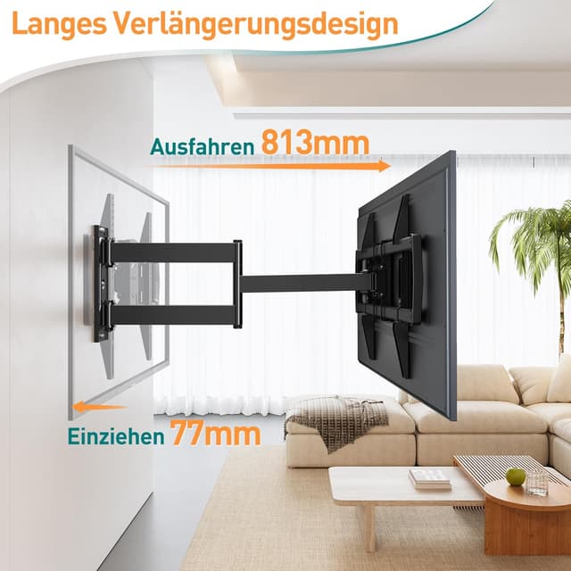 Detalle 2 de ELIVED TV-Wandhalterung EV1036 mit extra langem Gelenkarm (813 mm) für 37–75" bis 45 kg, neigbar, schwenk- und drehbar