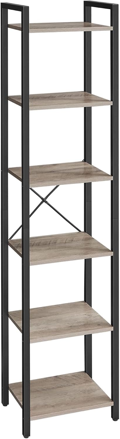 Detalle de VASAGLE scaffale a 6 ripiani LLS101B02 stile industriale greige e nero, 30 x 40 x 186 cm