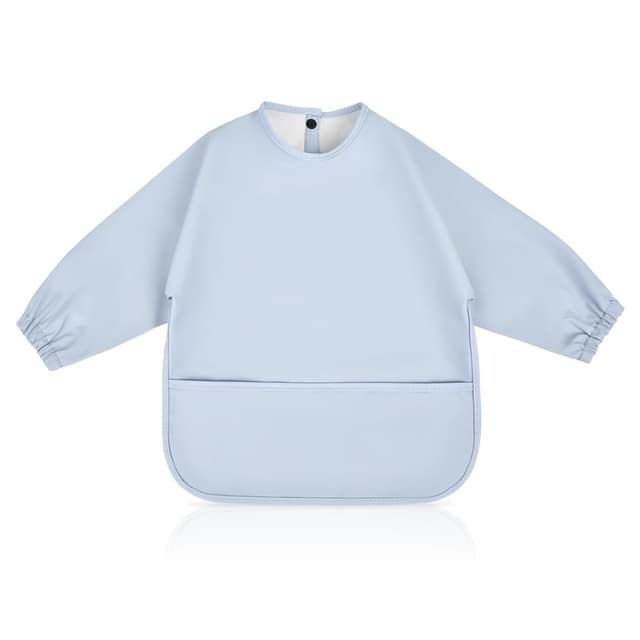 Detalle de Vicloon Baby-Lätzchen mit langen Ärmeln, wasserdicht mit Tasche – Grün (6 bis 12 Monate)