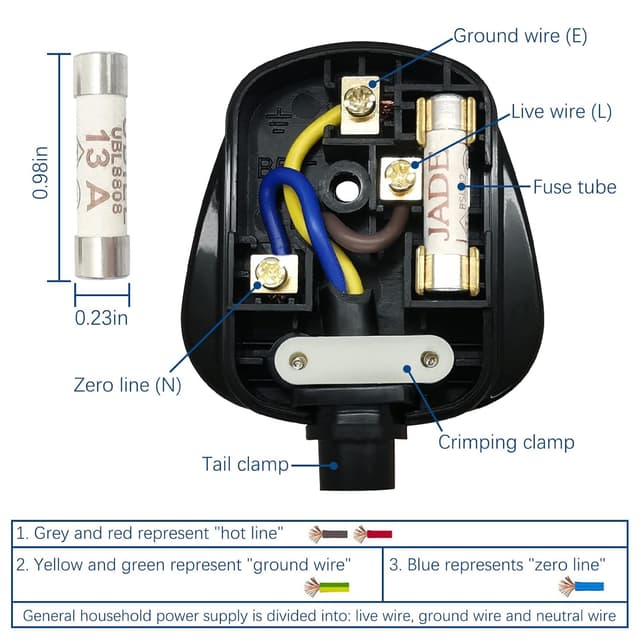 Detalle 2 de 2 Pack Black 13 amp UK 3‑pin plug