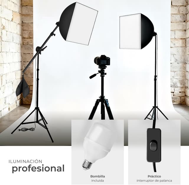 Detalle de tectake Kit iluminación estudio 2 focos