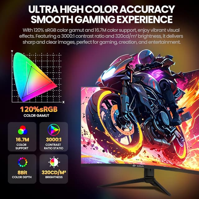 Detalle de CRUA 27-inch curved gaming monitor 260Hz