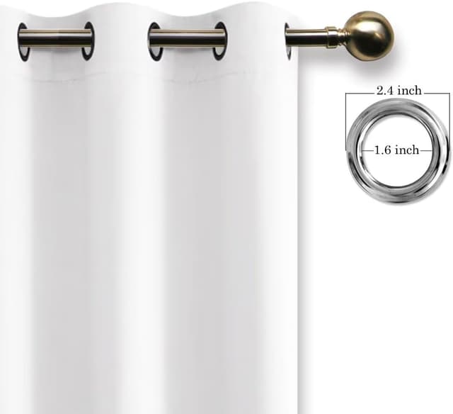 Detalle 2 de Hiasan Rideau occultant thermique anti-froid et anti-chaleur avec œillets et embrasses cousues (2 pièces) 106 x 160 cm, blanc