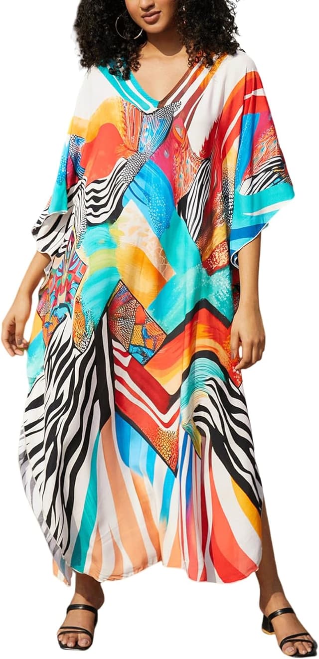 Detalle de NFVNKJ Women’s Plus Size Beach Lounge Kaftan Maxi Dress Swimsuit Cover-Up