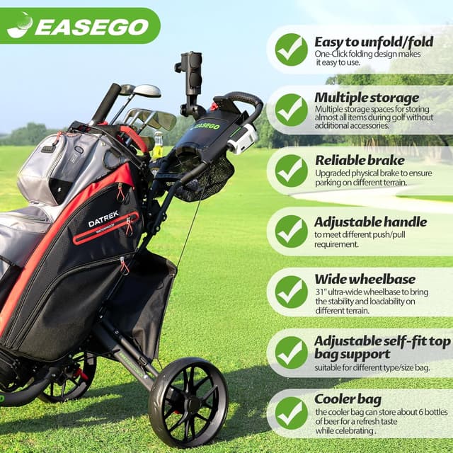 Thumbnail 3 de EASEGO 3-Wheel Golf Push Cart, 18 lb