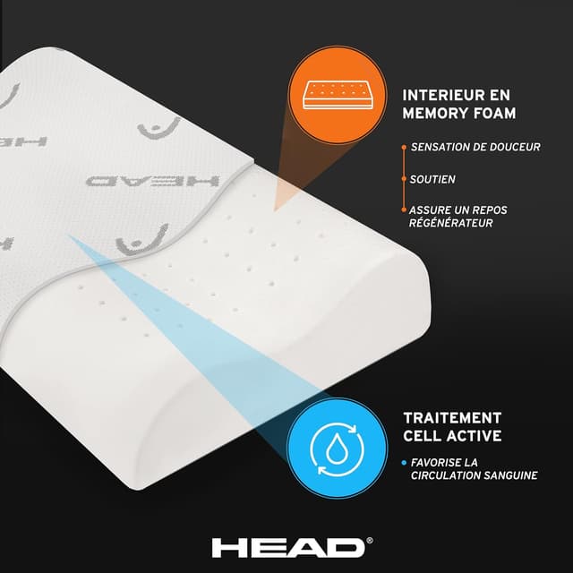 Thumbnail 2 de Head Active Rest Oreiller Ergonomique Cervical Doux 40x70