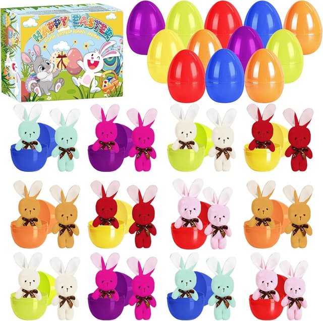 Detalle de Lnsignifcjyzk Ostereier 12er-Pack mit Plüschhase