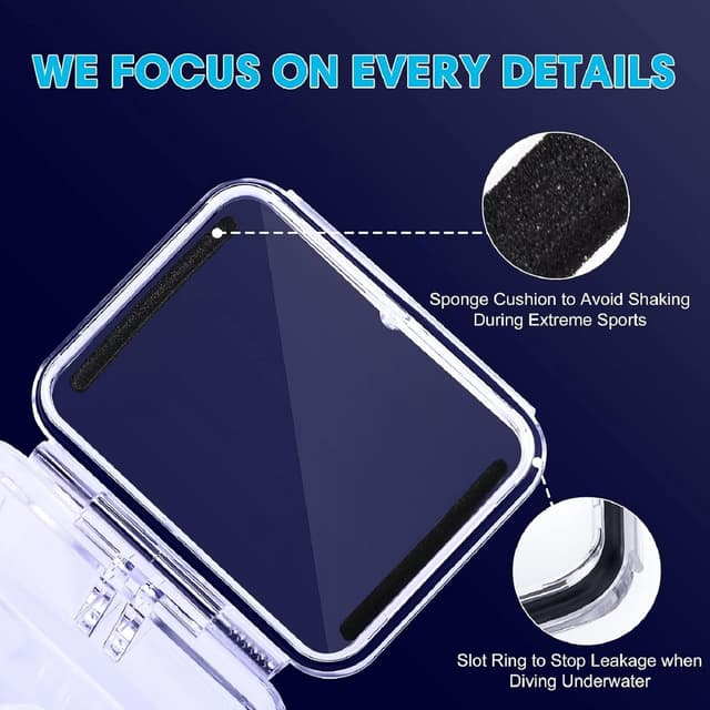 Detalle de REDTRON wasserdichtes Gehäuse für GoPro Hero 8 bis 60 m inkl. Schnellmontage & Anti-Fog-Einsätzen