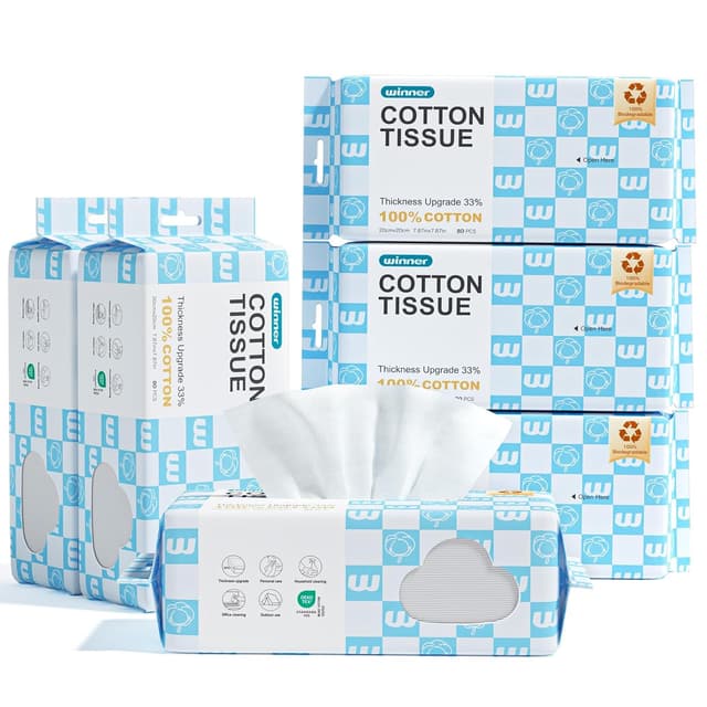 Detalle de Winner Soft Face Towels Thick Disposable Facial Towelettes (Unscented, Hangable Packs)