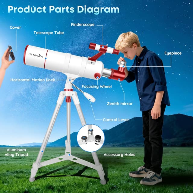 Thumbnail 5 de HETEKAN Teleskop 90mm Öffnung 550mm Brennweite