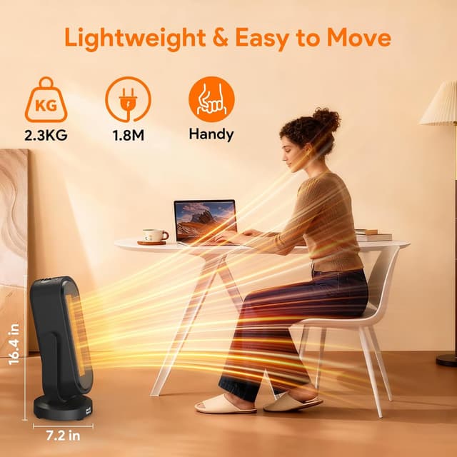 Thumbnail 6 de 1500W Portable PTC Ceramic Space Heater with Thermostat