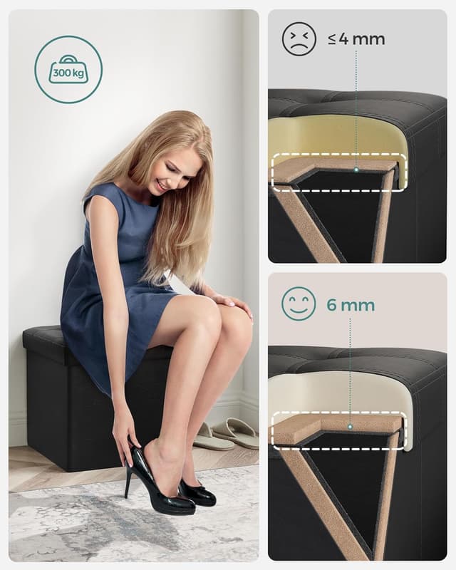 Thumbnail 4 de Songmics LSF30B Pouf cubo 38 cm 300 kg