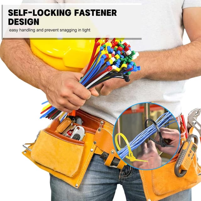 Detalle de Wiederverschließbare Kabelbinder Bunt Set 300 x 5 mm (lösbar) inkl. 50 Klebesockel – 100 Stück