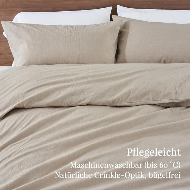 Detalle 1 de Duvetnova Bettwäsche 155x220 Baumwolle, beige