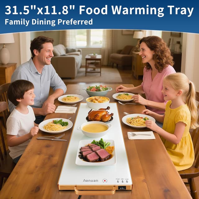 Detalle de Warming Trays for Buffets Party (31.5"x11.8") with Thermostat – Electric Food Warming Mat for Countertop