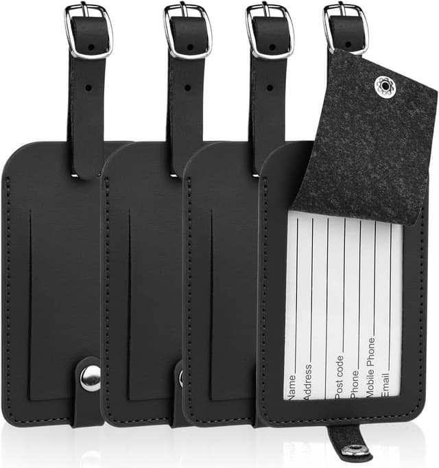 Detalle de Flintronic Lot de 4 étiquettes de bagages en cuir