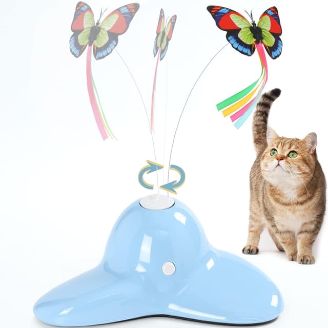 Thumbnail 6 de Vealind interactive smart cat feather toy with 360° rotating butterfly (cream white) for indoor play