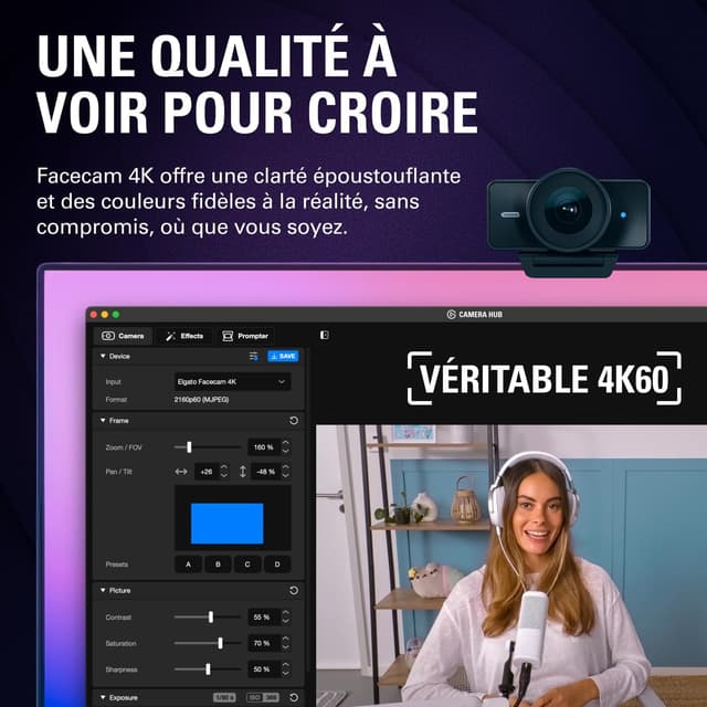 Detalle 2 de Elgato Facecam 4K – caméra web 4K60