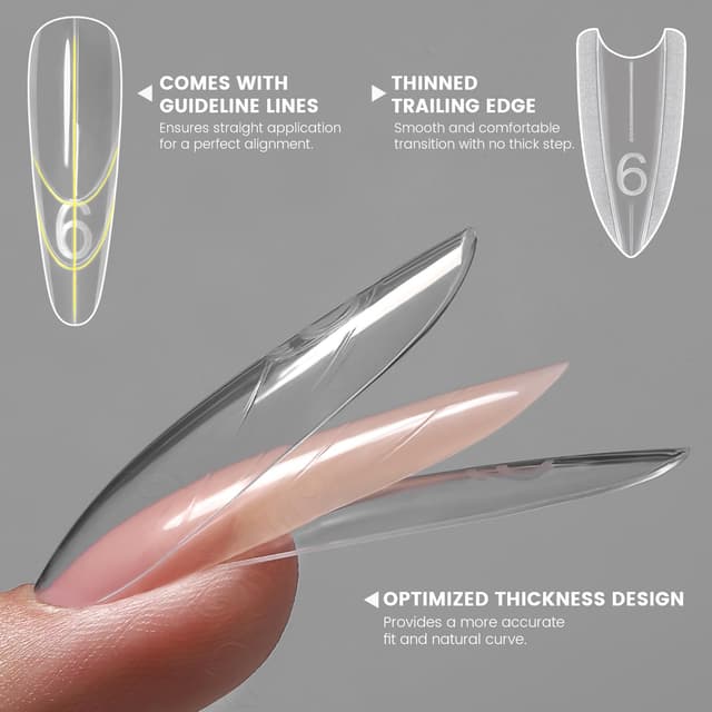 Detalle de YOKEFELLOW Dual Nail Forms Sandwich Nagel-Formen (240 Stück, transparent) für Polygel & Gel-Nagelverlängerung