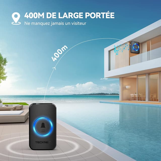 Thumbnail 1 de TECKNET Sonnette sans fil 400 m