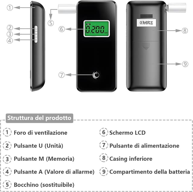 Thumbnail 3 de Hoonyer Etilometro Portatile Professionale 10 boccagli