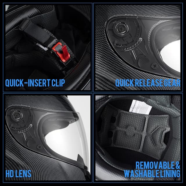 Thumbnail 6 de Casque intégral Favoto ECE 22.06 en fibre de carbone (59-60 cm) – ventilation et intérieur lavable