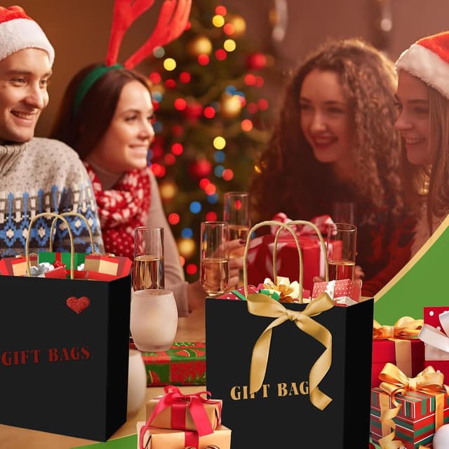 Thumbnail 6 de Gucass 50er Set Mittelgroße Papiertüten mit Henkel (Schwarz Kraft), 21×11×27 cm