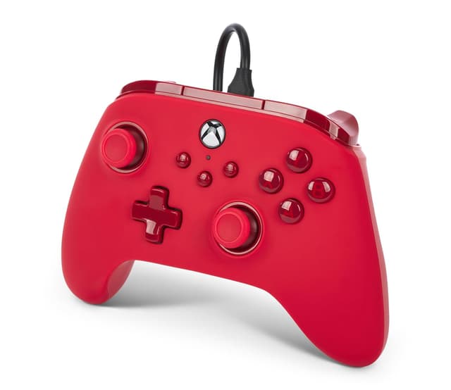 Detalle de PowerA Advantage Wired Controller for Xbox Series X|S (Red) with Detachable 10ft USB-C Cable