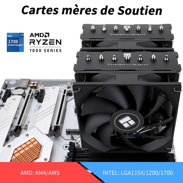 Detalle de Thermalright Phantom Spirit 120 SE CPU-Luftkühler (PS120SE) mit 7 Heatpipes, Dual 120mm PWM-Lüfter