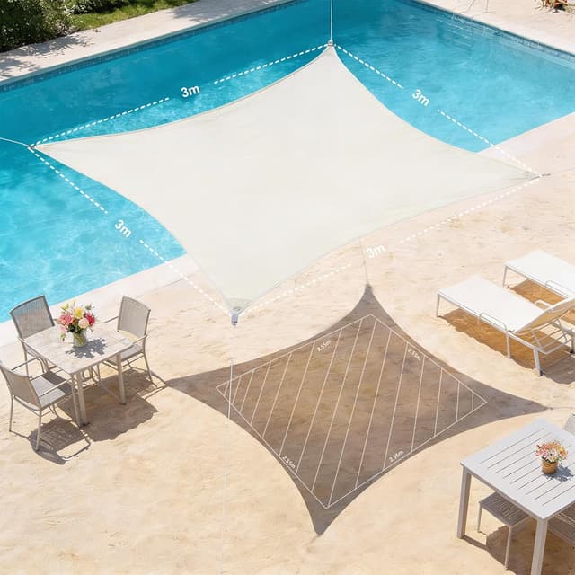 Detalle de Voile d’ombrage HAIKUS carré 3x3 m imperméable en PES, crème