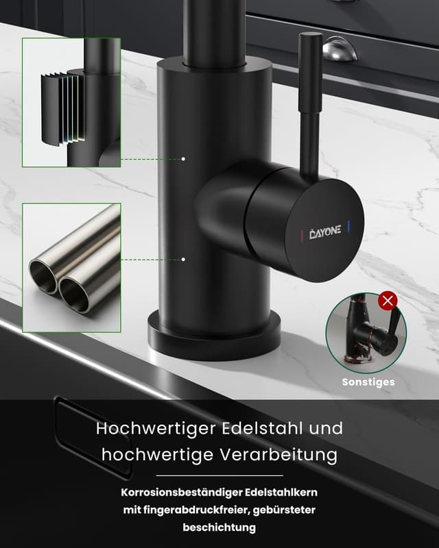 Thumbnail 6 de DAYONE Niederdruck-Küchenarmatur Schwarz 50 cm