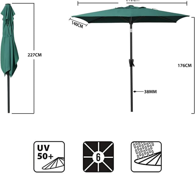 Thumbnail 6 de Alu-Sonnenschirm 210 × 140 cm von Sekey