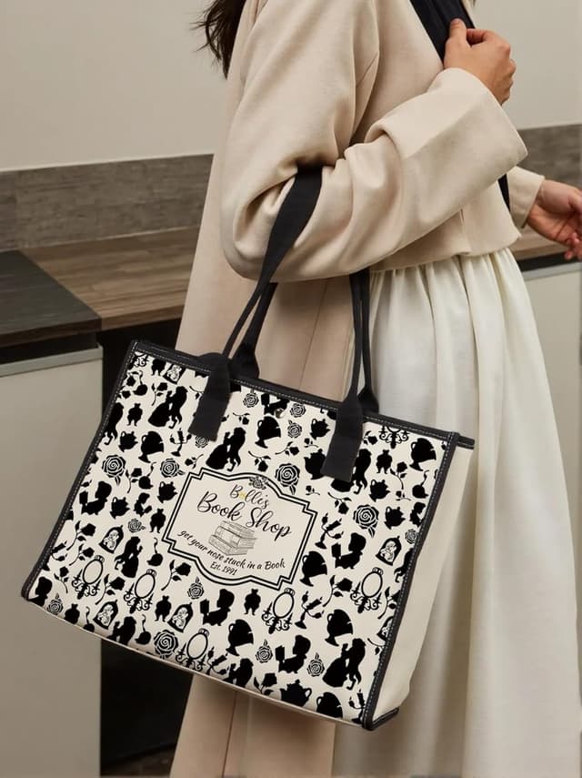 Thumbnail 6 de JTOUK Beauty Movie Inspired Princess canvas tote bag with magnetic closure and adjustable strap