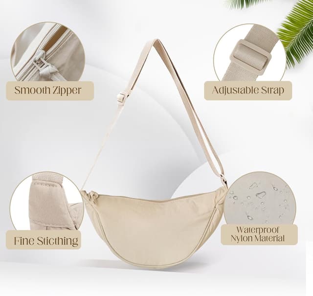 Detalle 2 de Uwiyo Crescent Bag for Women – Nylon dumpling-style crossbody with adjustable strap