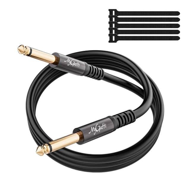 Detalle de Mygatti 6,35-mm Gitarrenkabel TS Mono, 2 m mit 5 Kabelbindern (gerade/gerade)