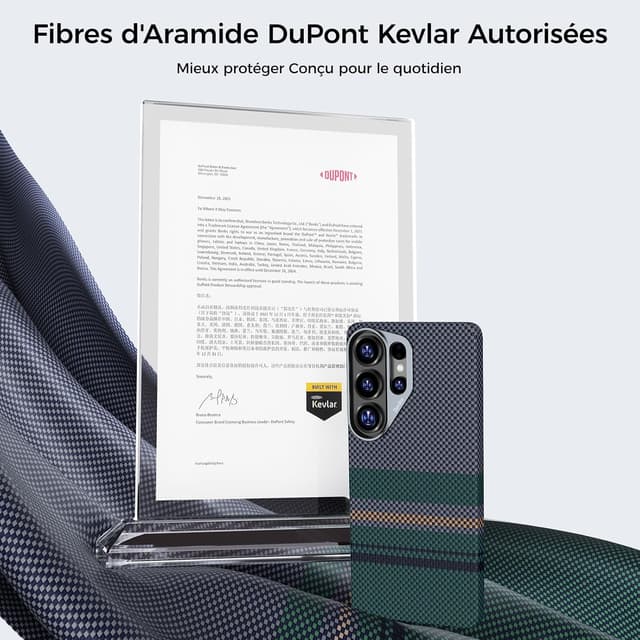 Detalle 2 de BENKS Aurora ArmorAir pour Samsung Galaxy S26 Ultra 6,9 pouces – coque ultra-fine légère en fibre aramide (kevlar) avec anneau magnétique