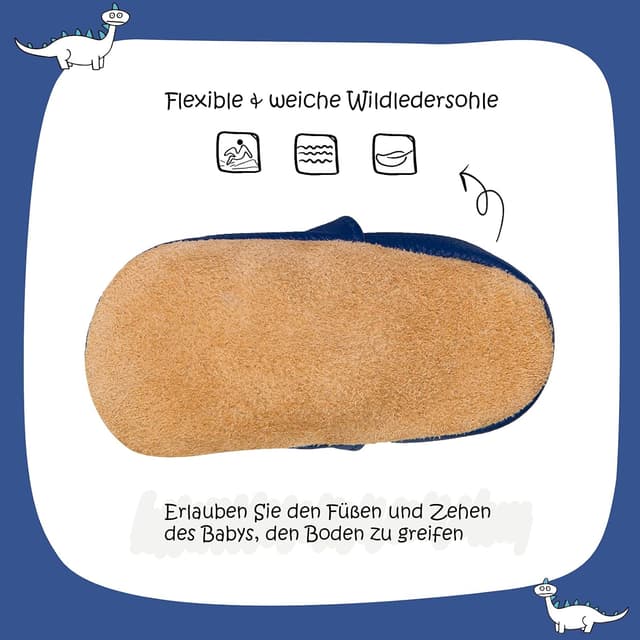 Detalle de IceUnicorn Scarpine neonato in morbida pelle con suola scamosciata (0 a 24 mesi)