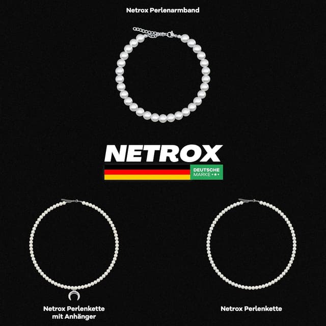 Thumbnail 6 de Netrox Perlenkette mit verstellbarer Edelstahlkette und Geschenkbox – für Damen & Herren