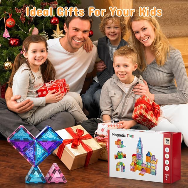 Detalle 2 de Xekel 40PCS Magnetic Tiles 3D Building Set