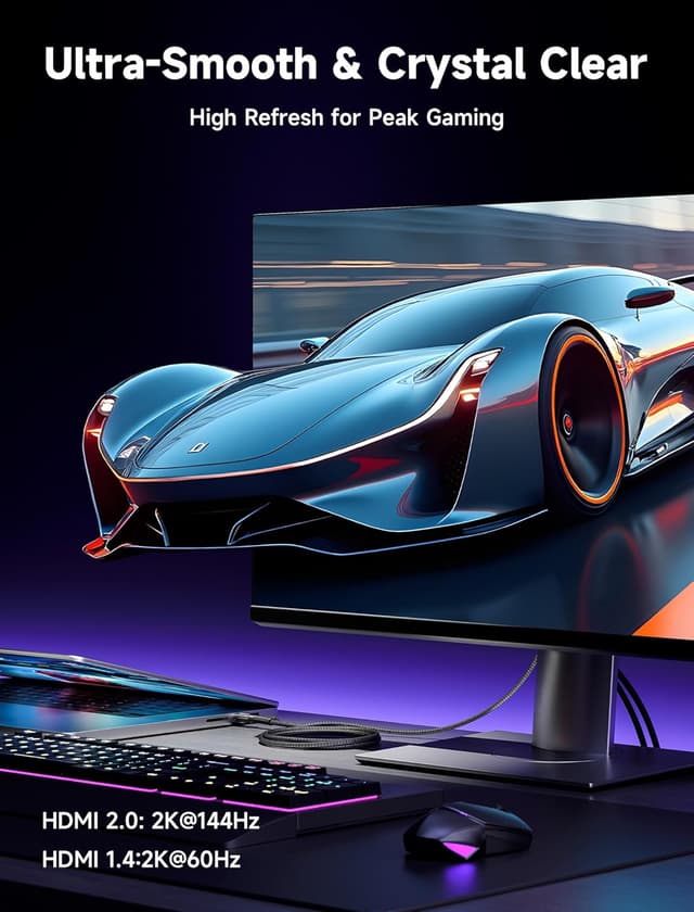 Detalle de JSAUX USB‑C auf HDMI Kabel (1 m) für 4K@60Hz – Thunderbolt 3, MacBook, iPad Pro & kompatible Smartphones