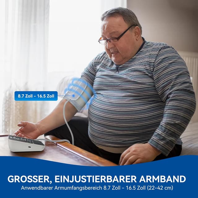 Detalle de Scian Oberarm-Blutdruckmessgerät für zuhause mit großer Manschette 22–42 cm und 2x100 Speicherplätzen