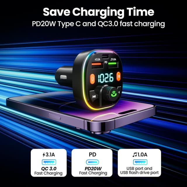 Thumbnail 2 de GlasFlength FM Transmitter Auto Bluetooth