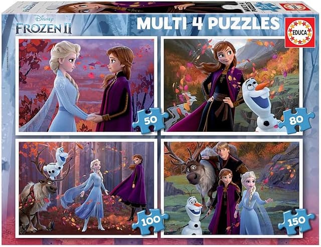 Detalle de Educa - Set de 4 Puzzles Frozen 2 de 50 a 150 piezas 🧩 5+ años