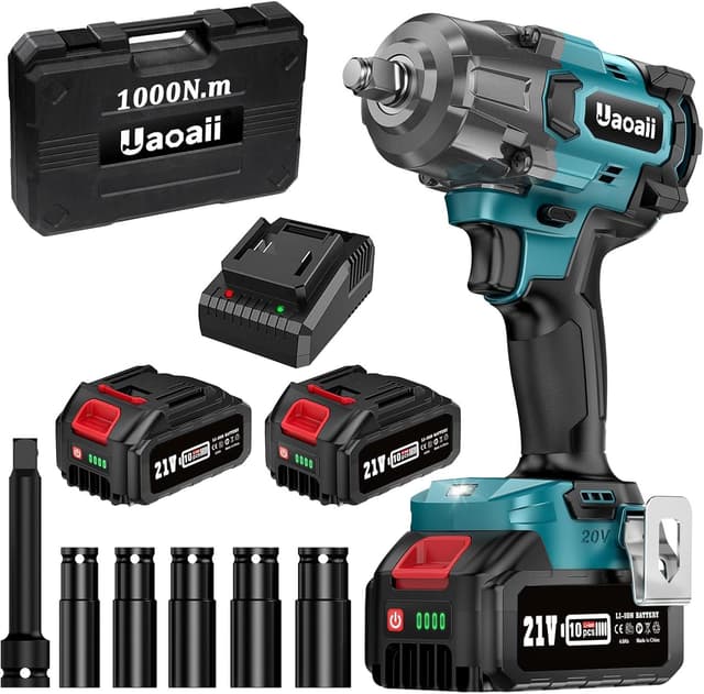 Detalle de Uaoaii 1000Nm Cordless Impact Wrench with 2x 4.0Ah Batteries ๐