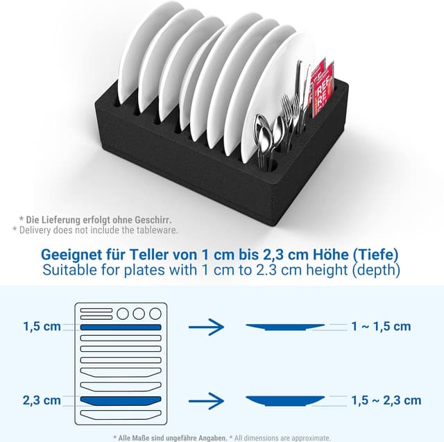 Detalle 2 de Siegvoll foam cutlery holder cup and plate set for motorhomes, caravans, boats – 8 plates + 8 cups