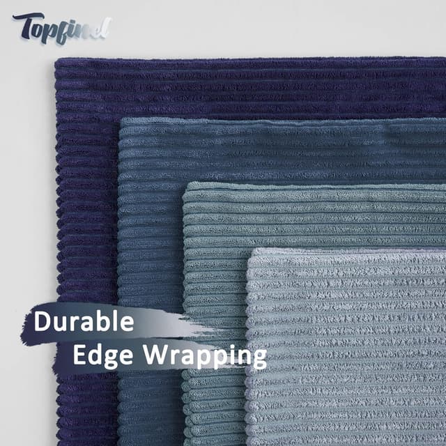 Detalle 2 de Kissenhüllen Topfinel Kordsamt 30x50 cm im 4er-Set – blau, Farbverlauf, mit verdecktem Reißverschluss