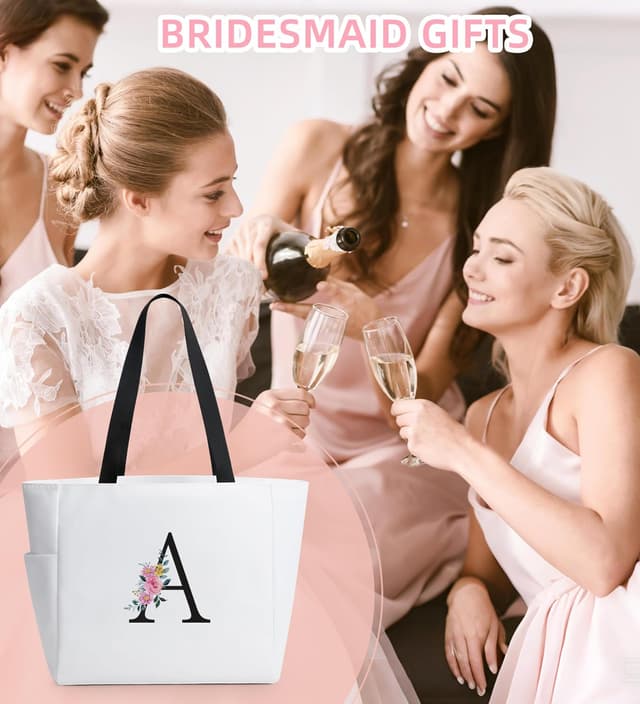 Detalle de KALIDI Damen-Handtasche mit A‑Z Reißverschluss & breitem Schultergurt – personalisierte Initialen für Alltag, Reise und Schule