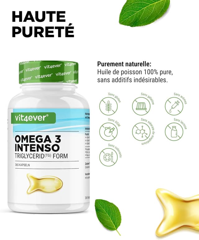 Detalle de Omega 3 Premium en triglycérides – 365 gélules (1000 mg d’huile de poisson, EPA & DHA)